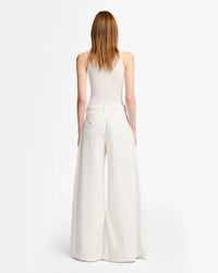 Back View of 7 For All Mankind Linen Blend Palazzo Pants - High-Rise, Relaxed Fit, Available Online & In-Store at Lemonberry, Serving Toronto & Across Canada with free shipping.