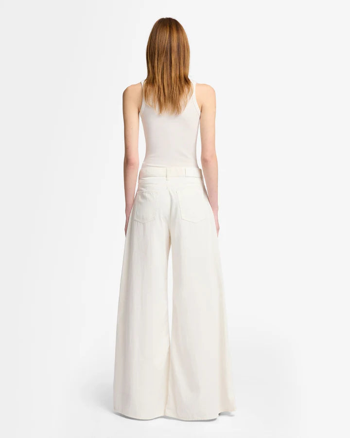 Back View of 7 For All Mankind Linen Blend Palazzo Pants - High-Rise, Relaxed Fit, Available Online & In-Store at Lemonberry, Serving Toronto & Across Canada with free shipping.