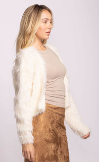 Pink Martini Raelyn Jacket Ivory Faux Fur Lemonberry Aurora side view