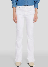 Front pic of the white bootcut tailorless by 7FAM