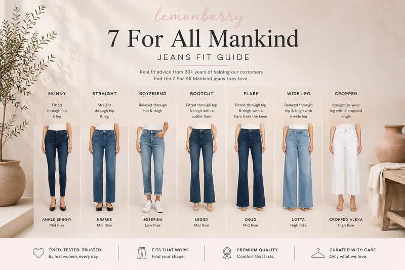 7 For All Mankind jeans fit guide at Lemonberry