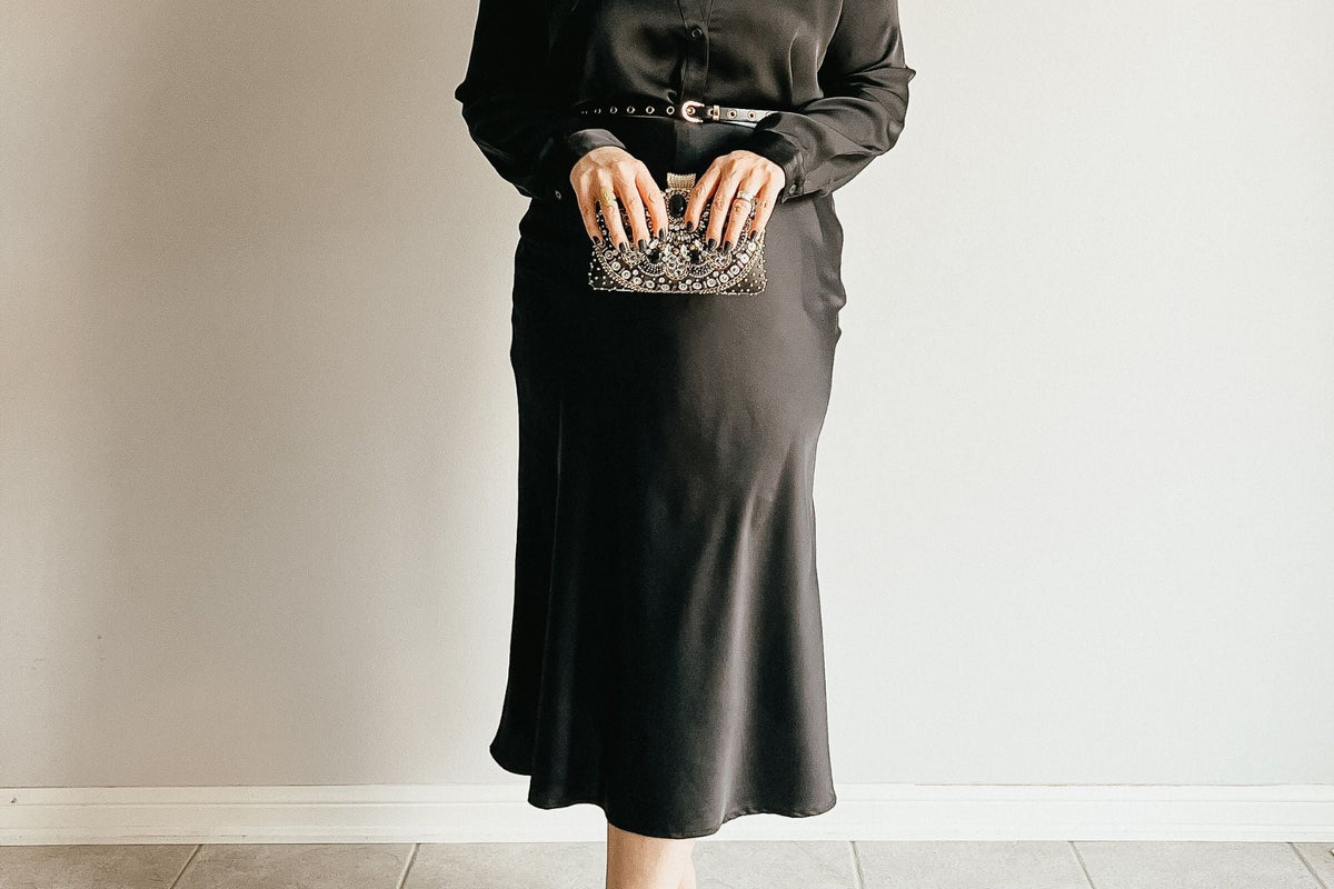 Three ways to style a flowy skirt using satin skirt outfits