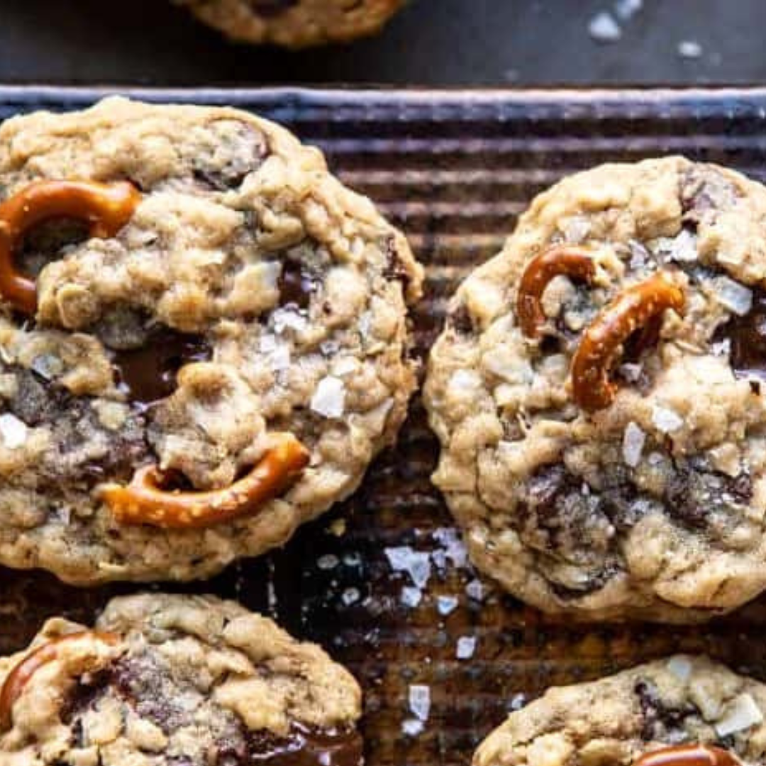 Salty Chocolate Pretzel Rye Cookies