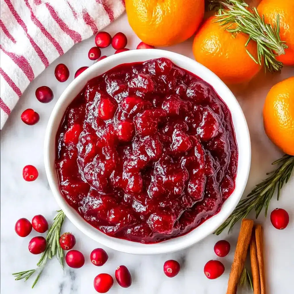 Cozy flat lay of Canadian Thanksgiving side dishes and cranberry orange sauce for Lemonberry Aurora blog.