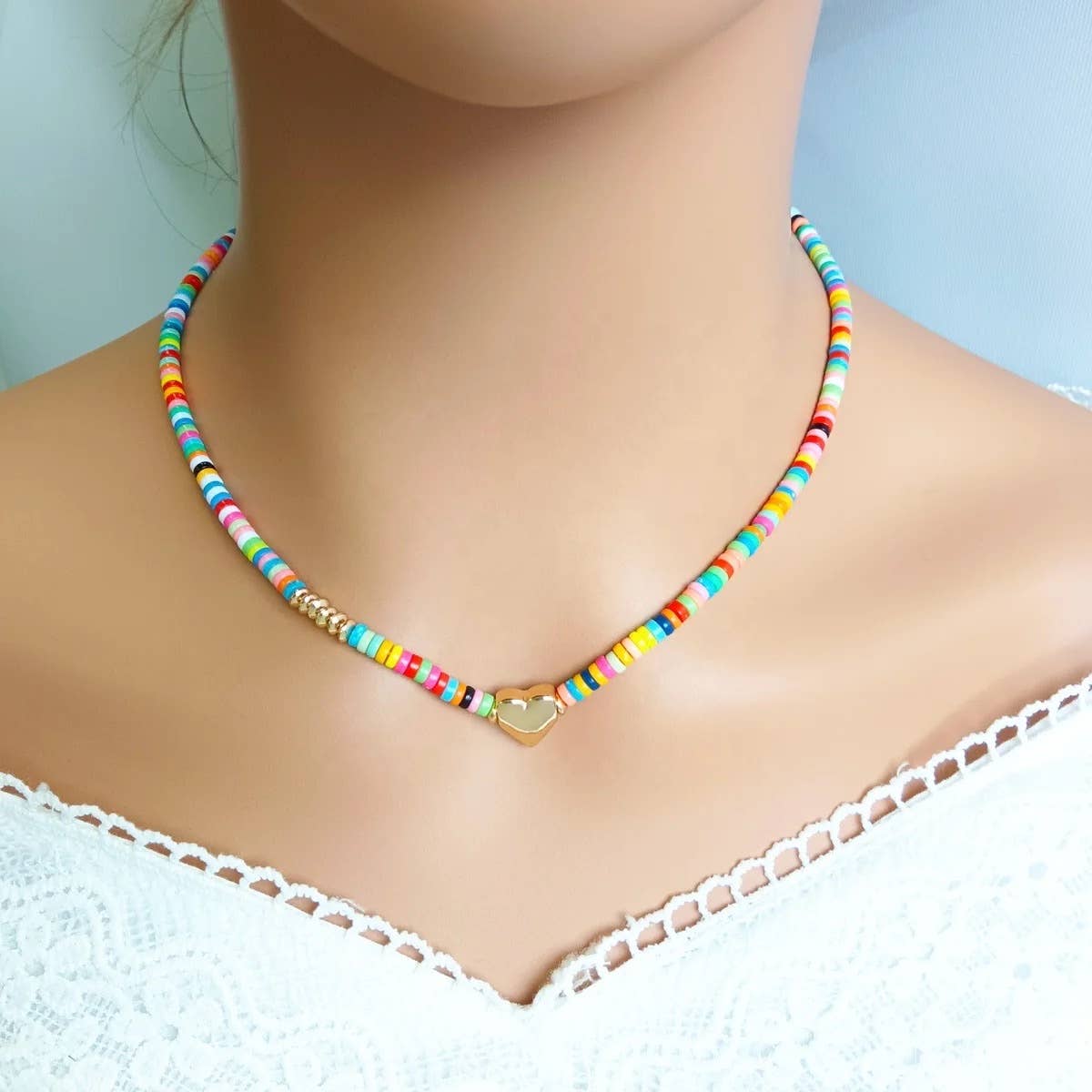 HoopLa Camp Bead Heart Necklace