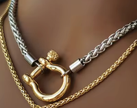 Hoopla Carabiner Horse Bit Stainless Steel Wheat Chain Necklace