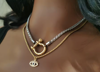 Hoopla Carabiner Horse Bit Stainless Steel Wheat Chain Necklace