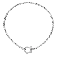 Hoopla Carabiner Horse Bit Stainless Steel Wheat Chain Necklace