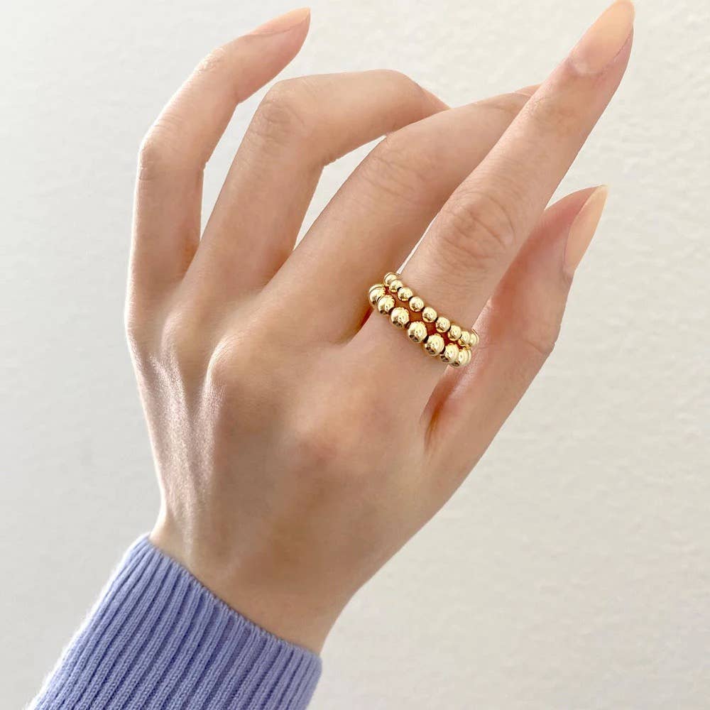 Gold Bead Stackable Ring