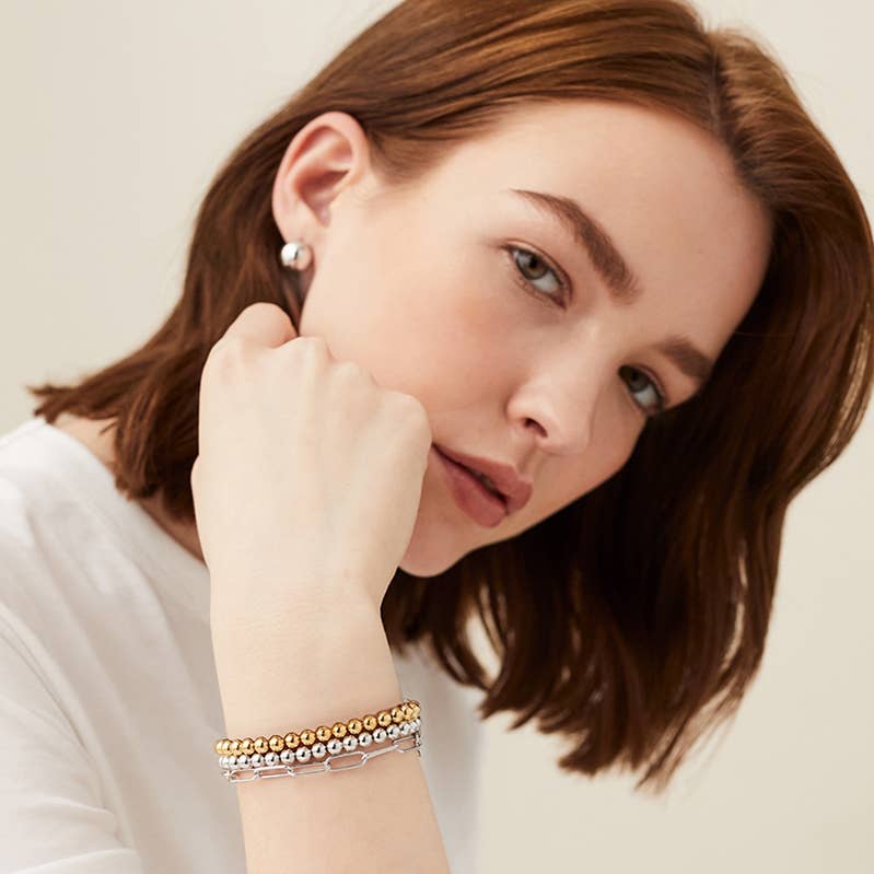 Beads-Stacking Stretch Bracelets PVD  Waterproof