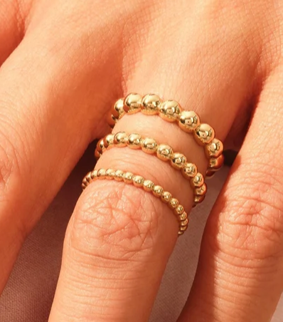 Gold Bead Stackable Ring