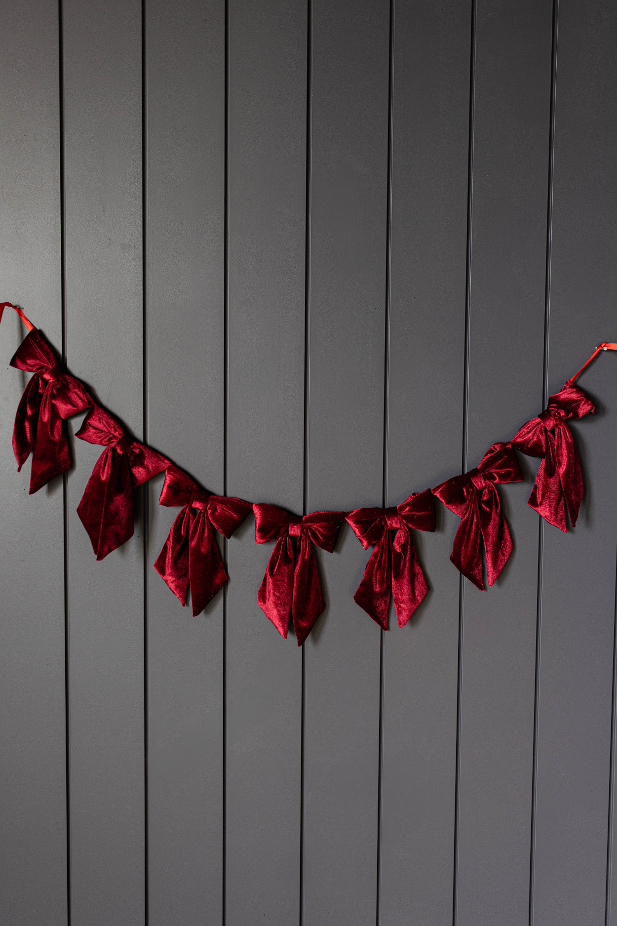 Bow Garland Red Velvet Fabric