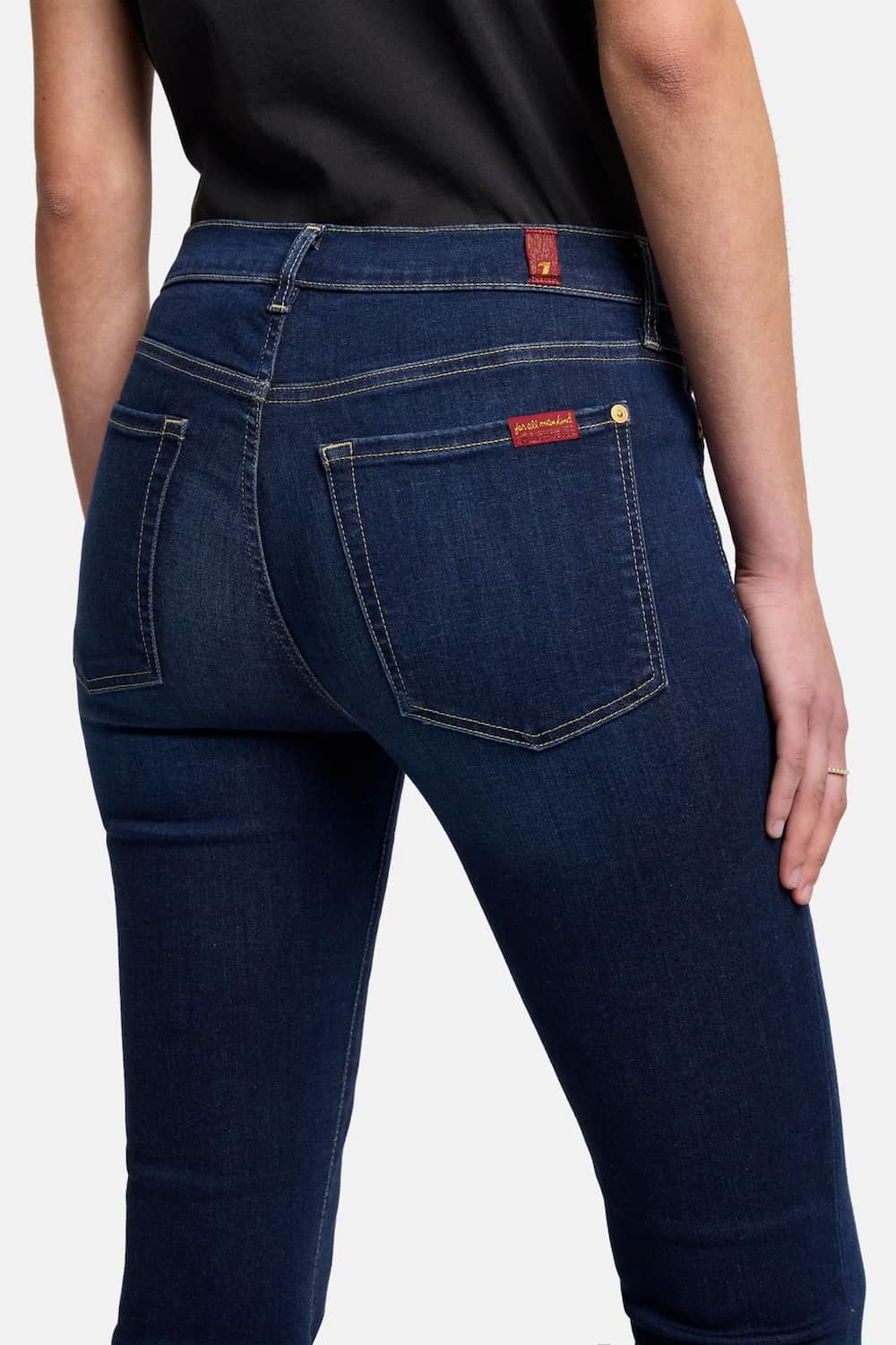 7 For All Mankind Ali jeans tried and true high waist slim flare back pocket detail Lemonberry Aurora
