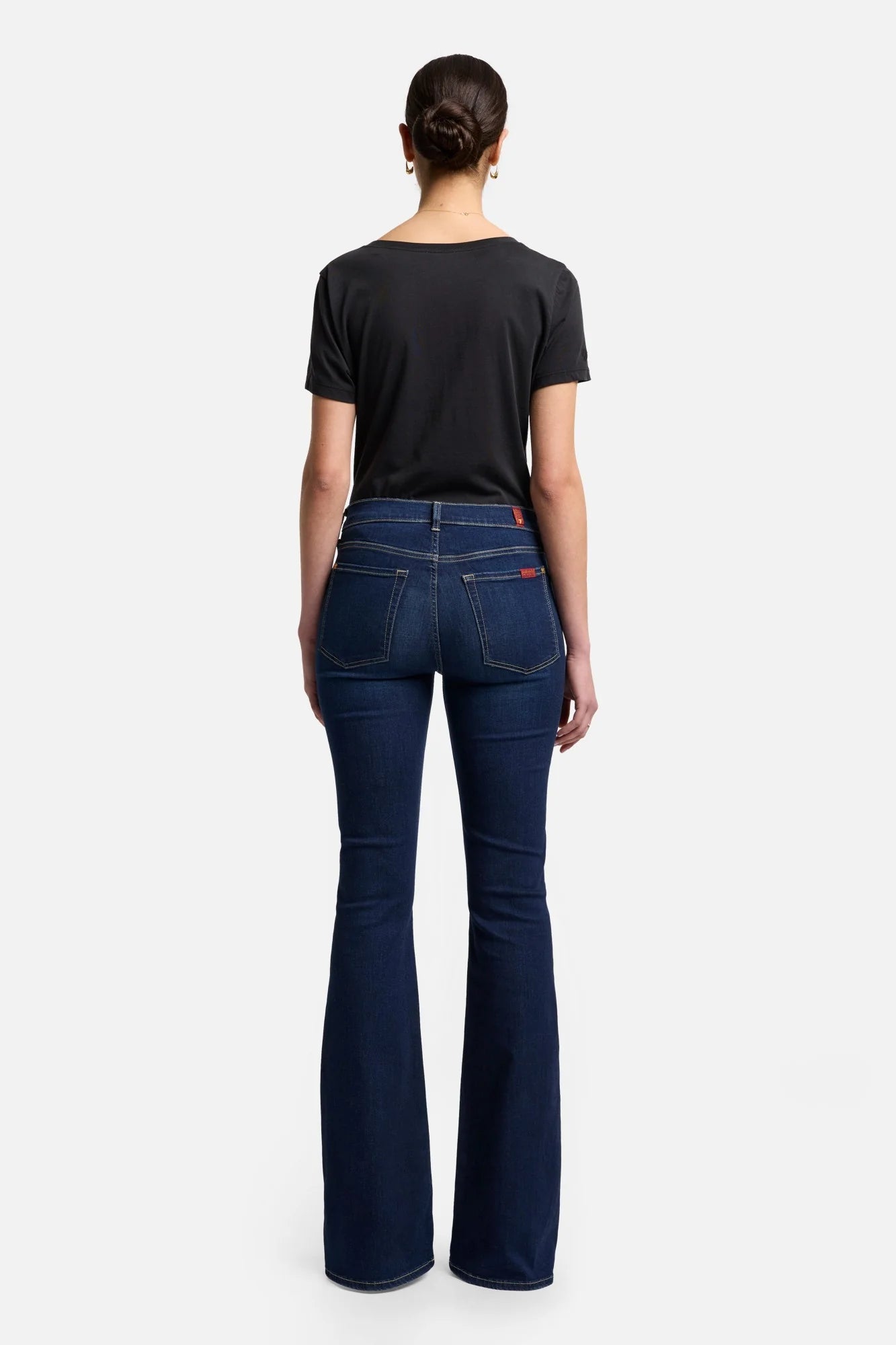 7 For All Mankind Ali jeans tried and true high waist slim flare back view Lemonberry Aurora