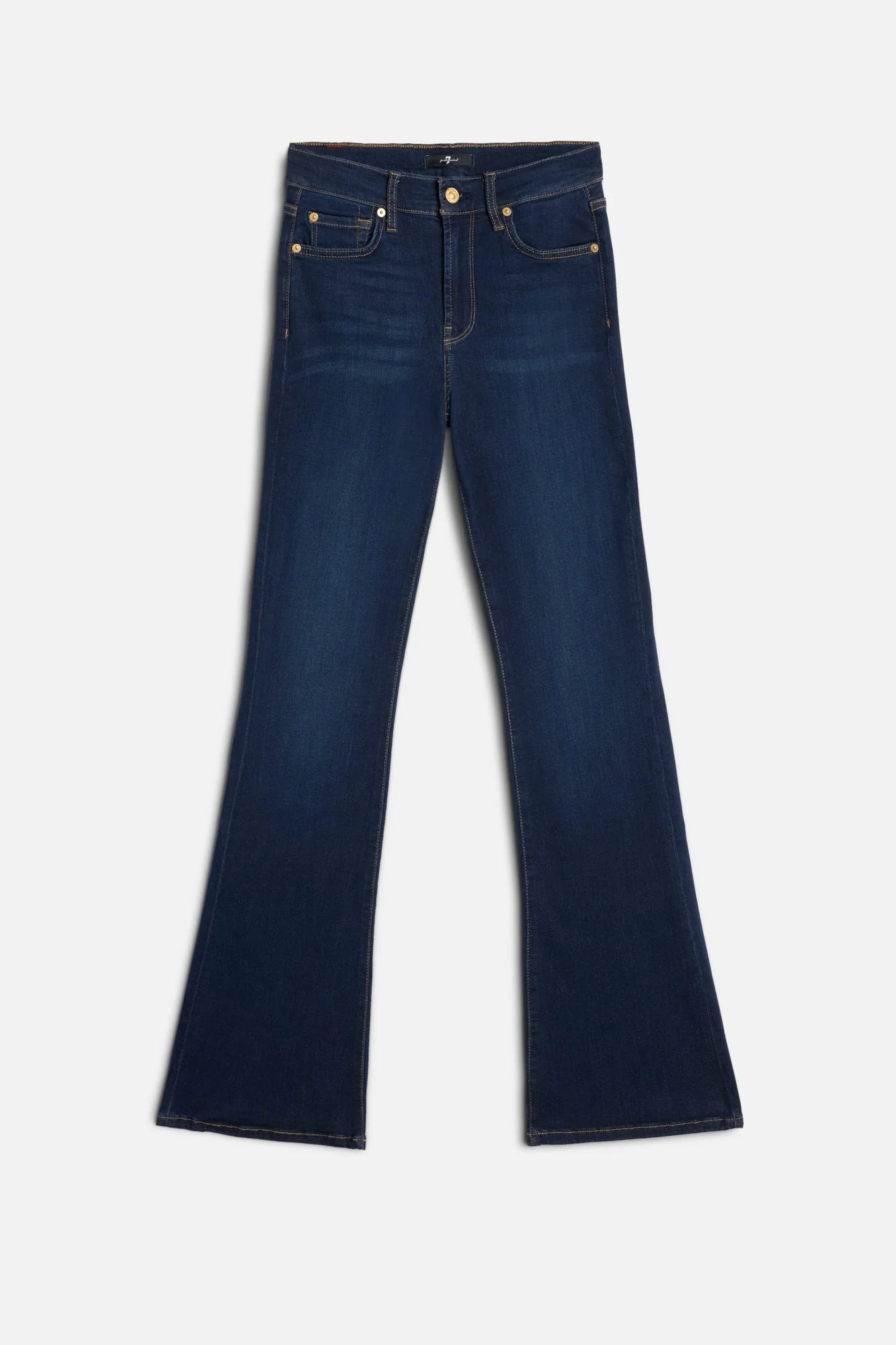 7 For All Mankind Ali jeans tried and true high waist slim flare flat front view Lemonberry Aurora
