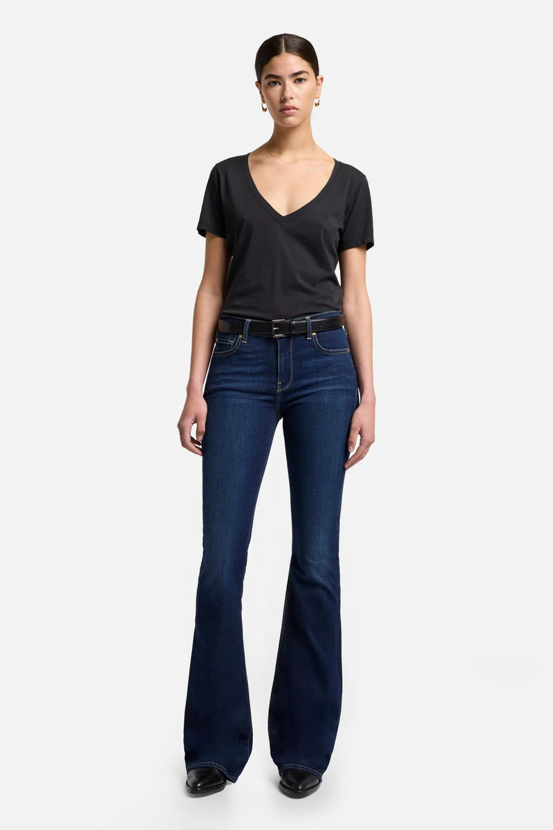 7 For All Mankind Ali jeans tried and true high waist slim flare styled outfit view Lemonberry Aurora