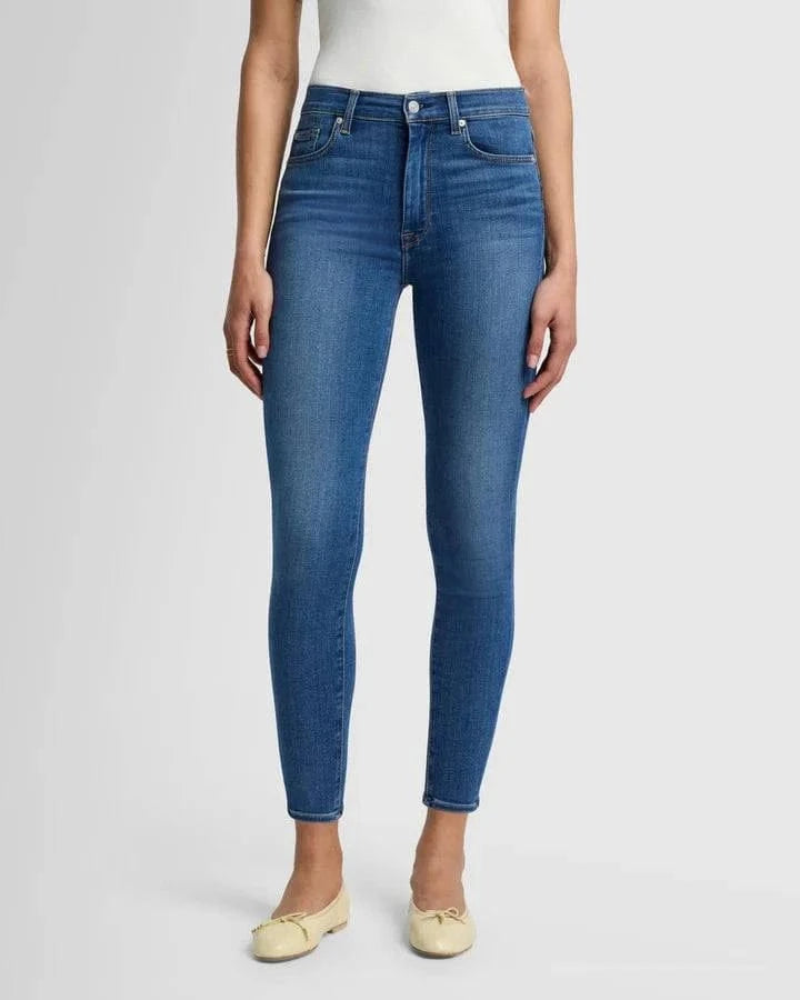 7 For All Mankind Bottoms High Rise Ankle Skinny in LOV Wash by 7 For All Mankind🍃 available at Lemonberry Boutique Aurora