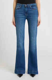 7 For All Mankind Dojo jeans Moonwater mid rise flare front view Lemonberry Aurora
