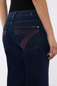 Close-up of pocket detail on 7 For All Mankind Dojo Jeans in Classical wash, premium denim.