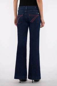Back view of 7 For All Mankind Dojo Jeans in Classical wash with wide-leg cut, styled at Lemonberry Boutique.