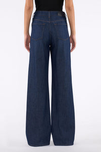 Back view of 7 For All Mankind Lotta Jeans in Halona wash, high-rise wide-leg denim.