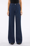 Front view of 7 For All Mankind Lotta Jeans in Halona indigo wash with wide-leg cut.