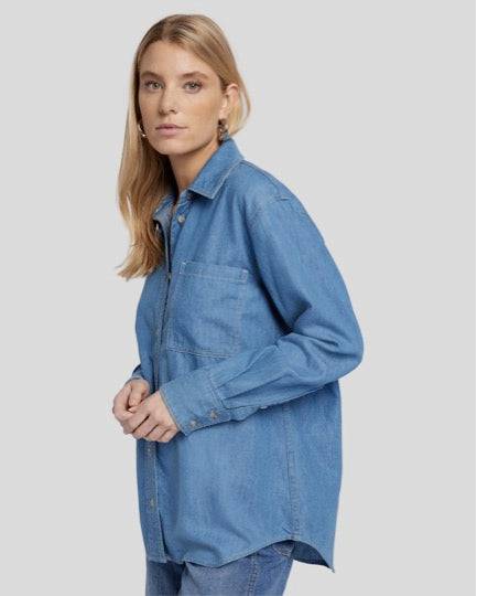 7 For All Mankind Tops Denim Shirt by 7 For All Mankind🍃 available at Lemonberry Boutique Aurora