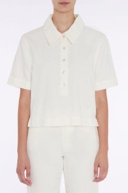 7 For All Mankind Tops Women's Polo Shirt by 7 For All Mankind🍃 A Classic Cotton Linen Blend available at Lemonberry Boutique Aurora