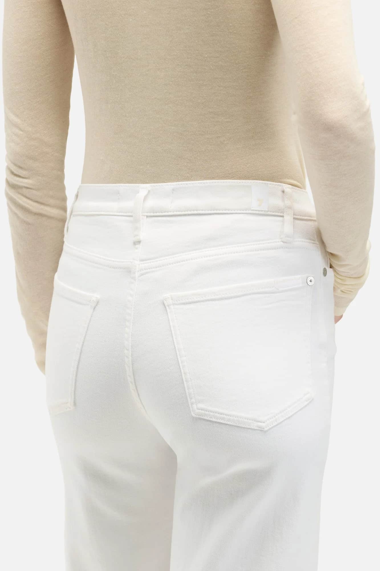 7 For All Mankind Ultra High Rise Cropped Jo white jeans back pocket detail Lemonberry Aurora