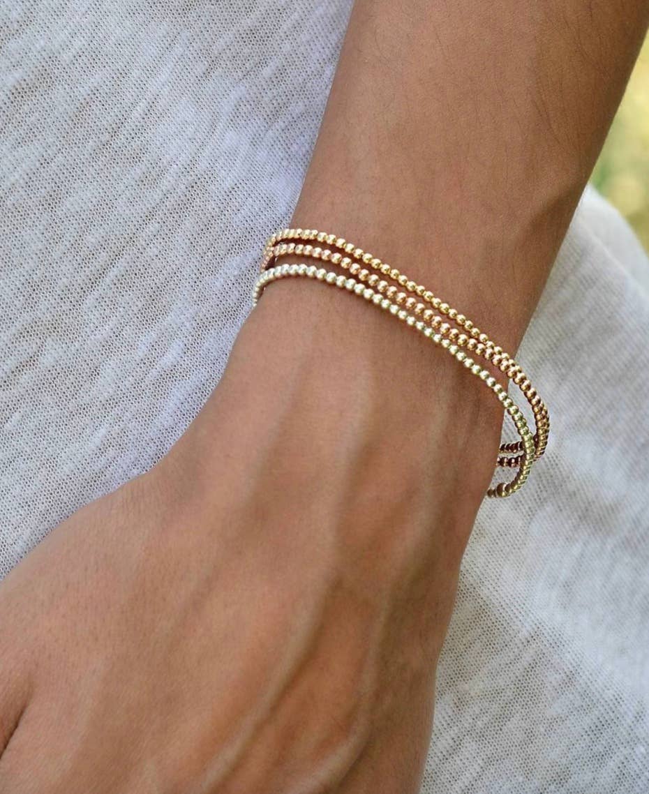 Beads-Stacking Stretch Bracelets PVD  Waterproof