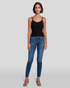 Front of the high waisted skinnys by 7 For All Mankind, with a tucked in black tank top.