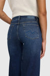 Back view of 7 For All Mankind Lotta High-Waist Flare Jeans in Dark Blue.