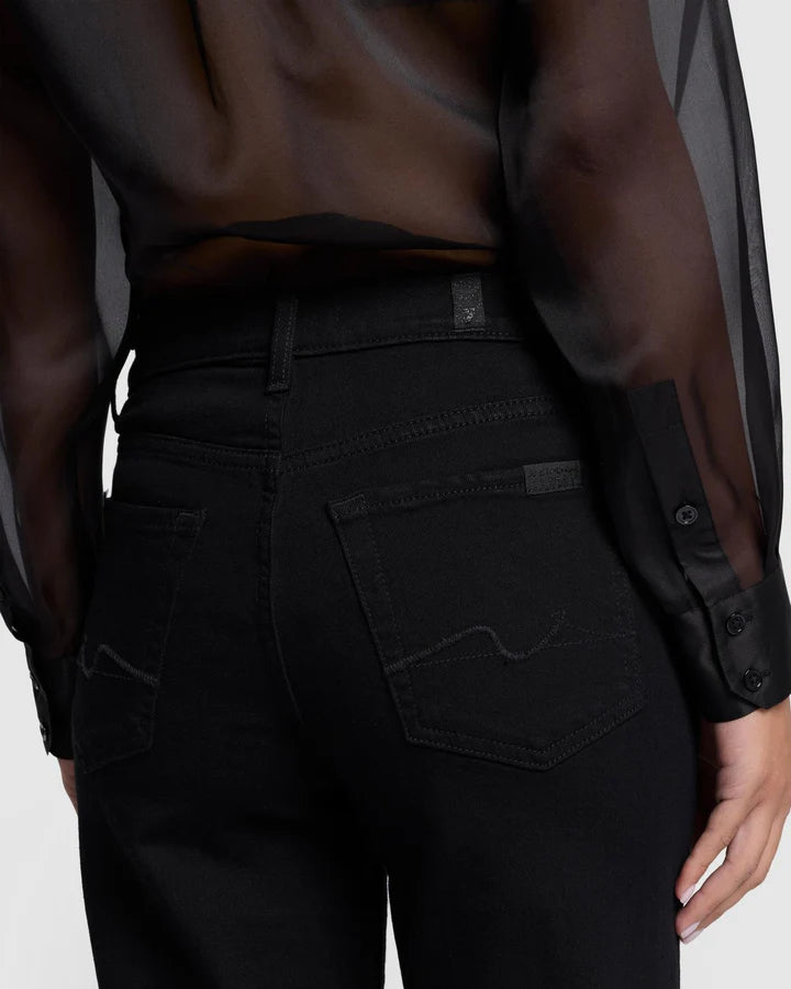 pocket detail of black cropped jeans with tonal stitching, 7 For All Mankind, Lemonberry Aurora