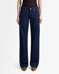 dark wash low rise straight leg jeans, 7 For All Mankind, Lemonberry Aurora