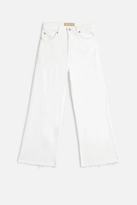 7 For All Mankind Ultra High Rise Cropped Jo white jeans flat front view Lemonberry Aurora