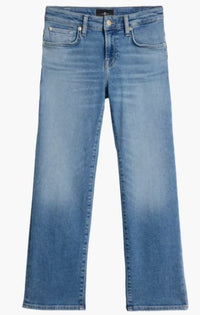 7 For All Mankind Calle Straight Ankle Jeans Aqua flay lay Lemonberry Aurora