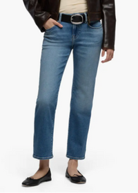 7 For All Mankind Calle Straight Ankle Jeans Aqua front model view Lemonberry Aurora