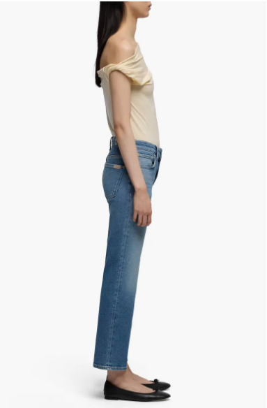 7 For All Mankind Calle Straight Ankle Jeans Aqua side view Lemonberry Aurora