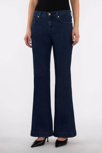 Front view of 7 For All Mankind Dojo Jeans in Classical wash with high-rise wide-leg silhouette.