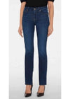 Front view of 7 For All Mankind Kimmie Straight Indigo Rinse Jeans, photographed at Lemonberry in Aurora, ON.