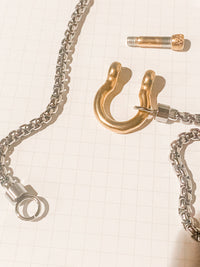 Hoopla Carabiner Horse Bit Stainless Steel Wheat Chain Necklace