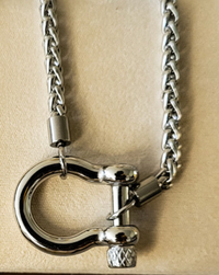 Hoopla Carabiner Horse Bit Stainless Steel Wheat Chain Necklace
