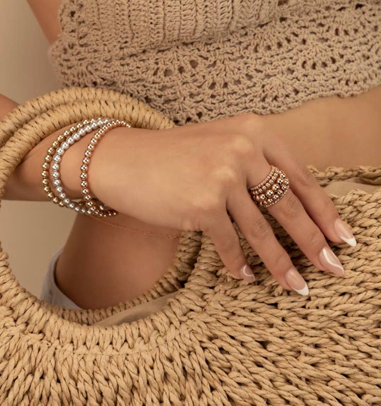 Beads-Stacking Stretch Bracelets PVD  Waterproof