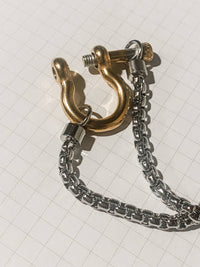 Hoopla Carabiner Horse Bit Stainless Steel Wheat Chain Necklace