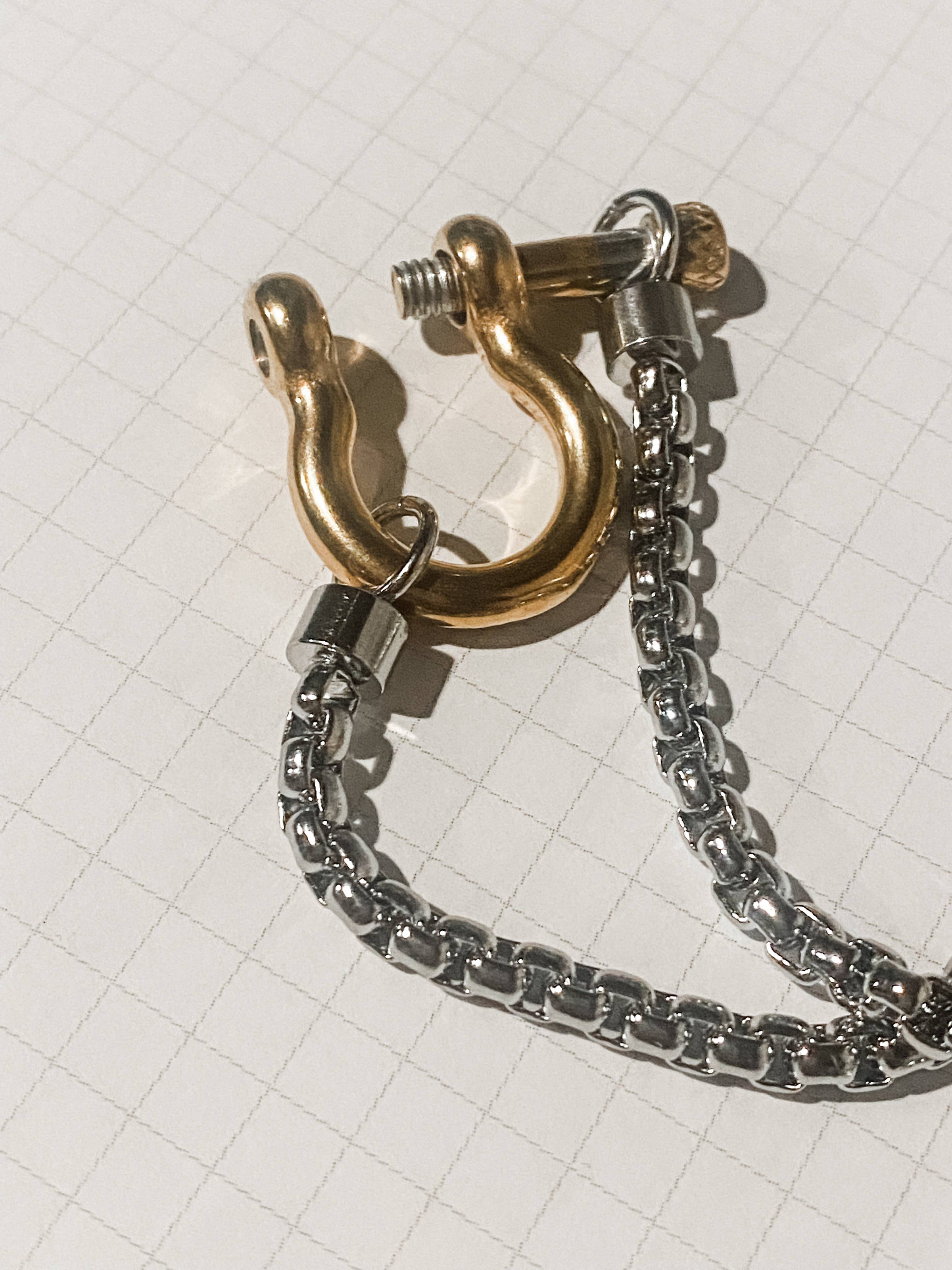 Hoopla Carabiner Horse Bit Stainless Steel Wheat Chain Necklace