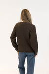 Back view of Aiden Daisy dark brown sweater with relaxed fit – Lemonberry Aurora