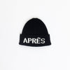 Black beanie with 'APRèS' text on a white background