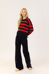 Front view of Bobby Crewneck styled with black pants, casual pose