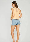 Gentle Fawn Kit Tank – Back view of the lightweight linen blend tank with lace trim and button front, available at Lemonberry.