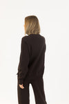 Back view of Claret sweater with relaxed silhouette


